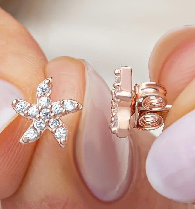 Heliophilia Silver Pendientes de Plata de Ley 925 con Oro Rosa y Circón
